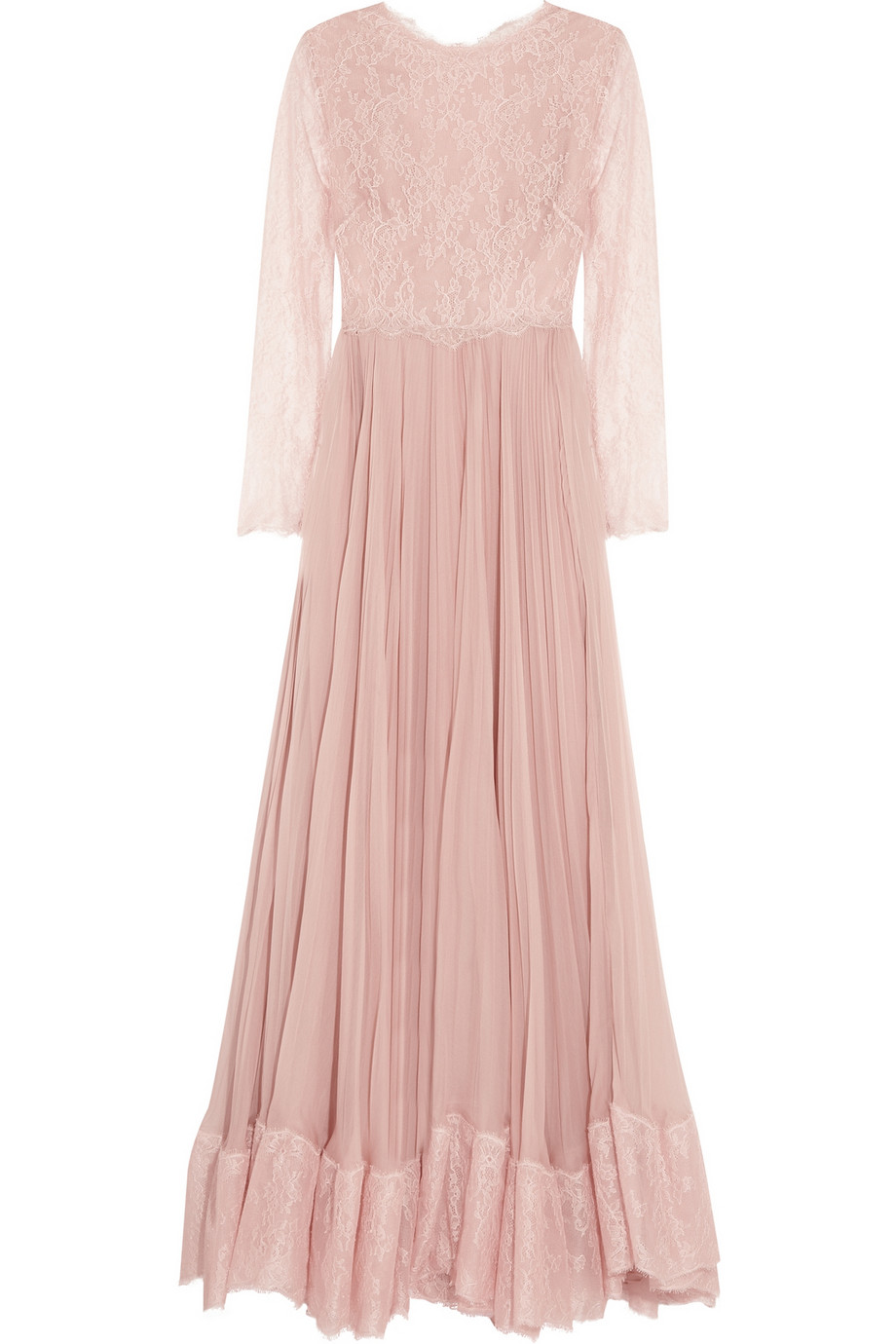 Valentino Lace And Silk Gown in Pink | Lyst