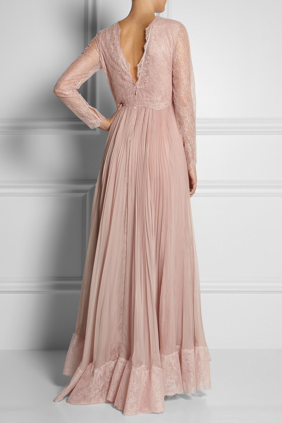 Valentino Lace And Silk Gown in Pink Lyst