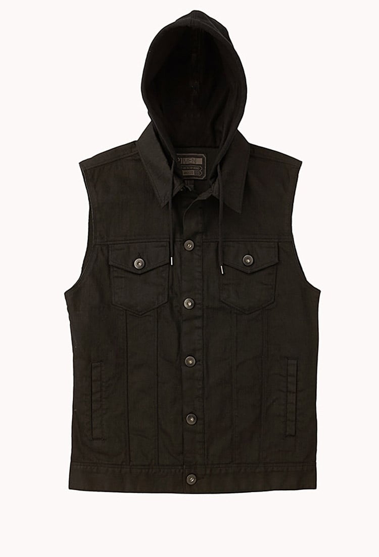 Helena denim vest with hood mens japan