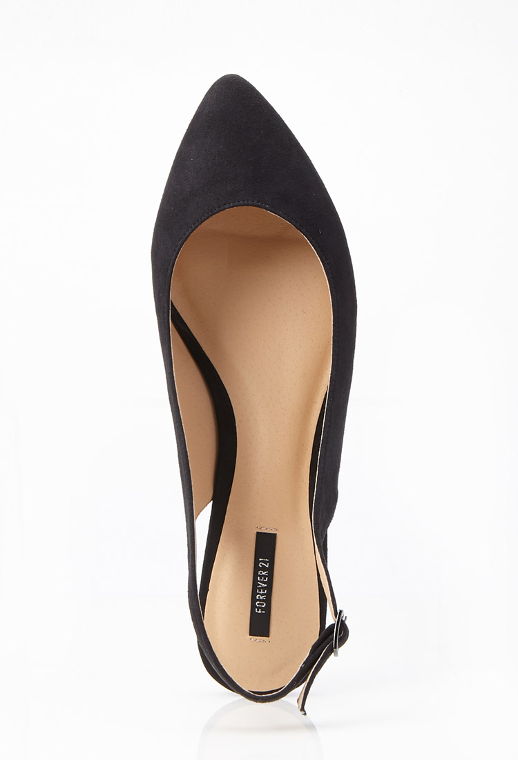 sling back black flats