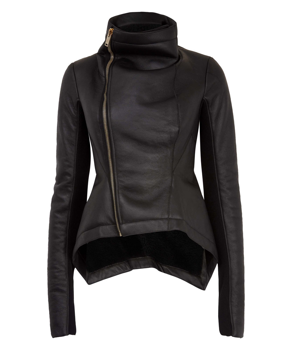 Rick Owens Naska Faux Shearling Biker Jacket In Black Lyst Gallery Women S Blue Jackets