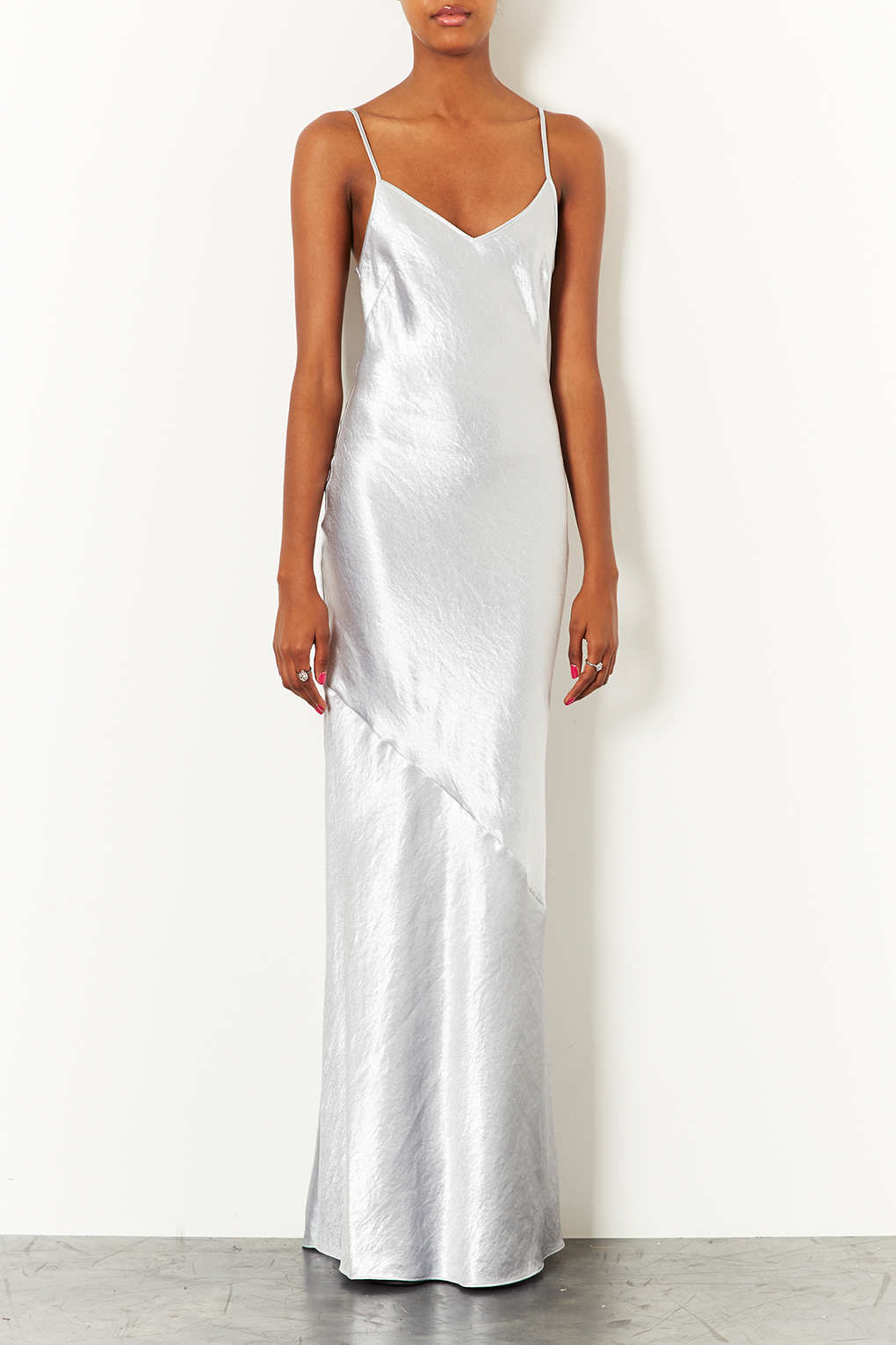 white maxi satin dress