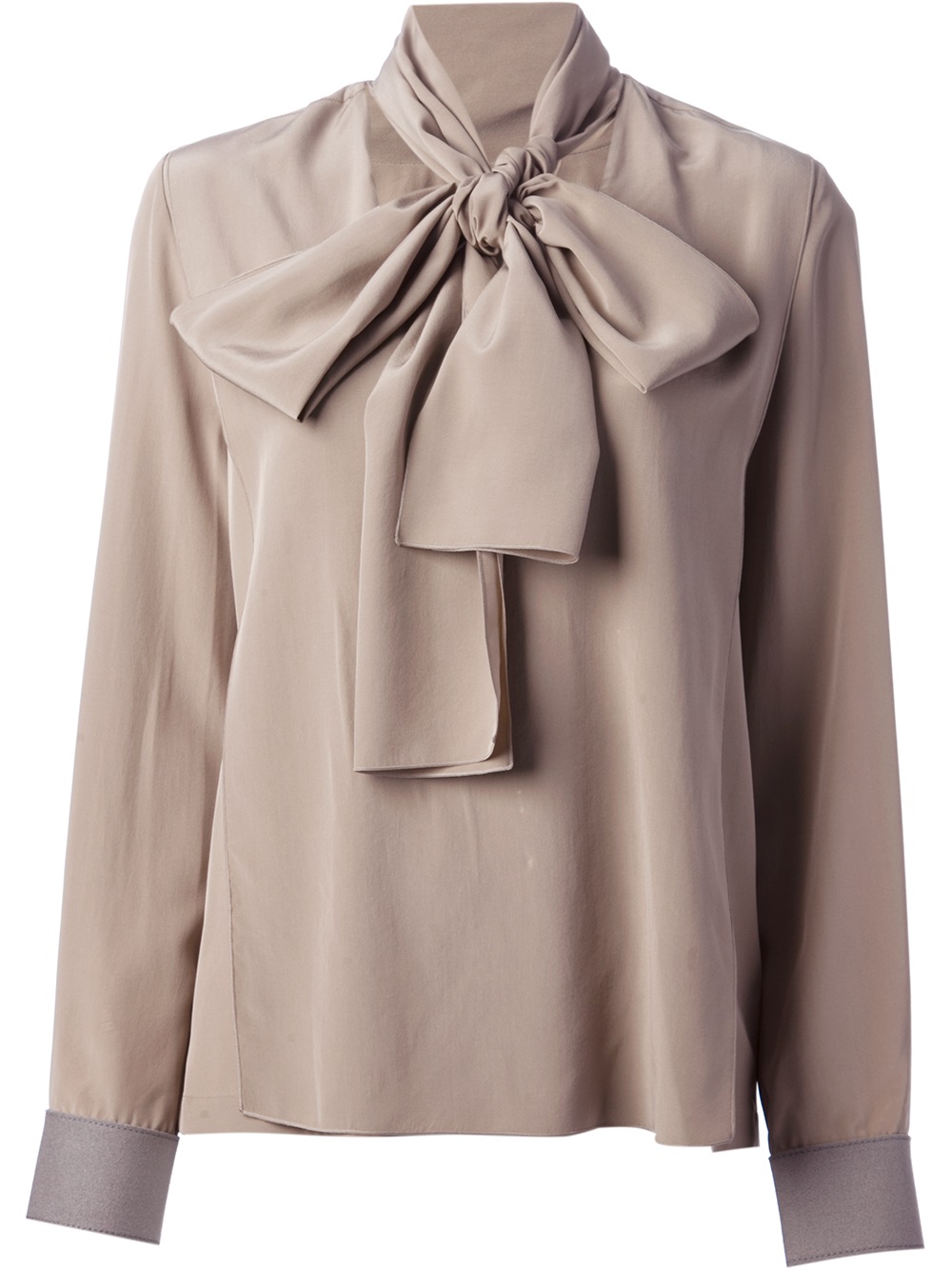 Lyst Victoria Beckham Pussy Bow Blouse In Gray