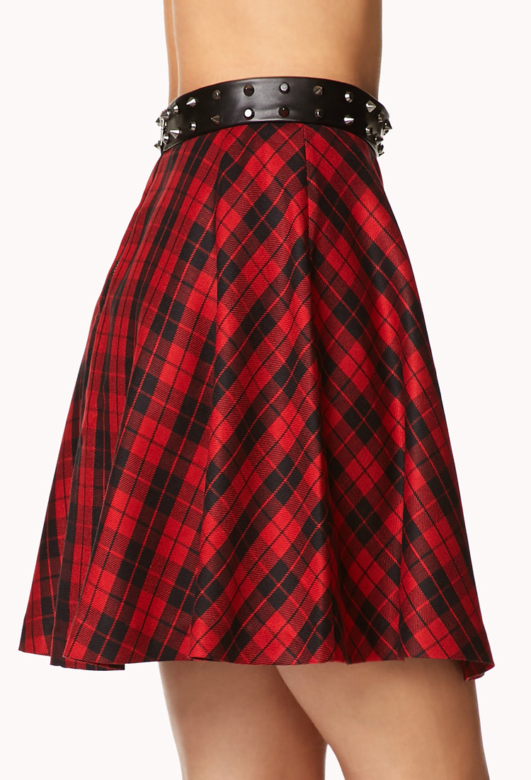 Lyst - Forever 21 Rebel Plaid Skater Skirt in Red