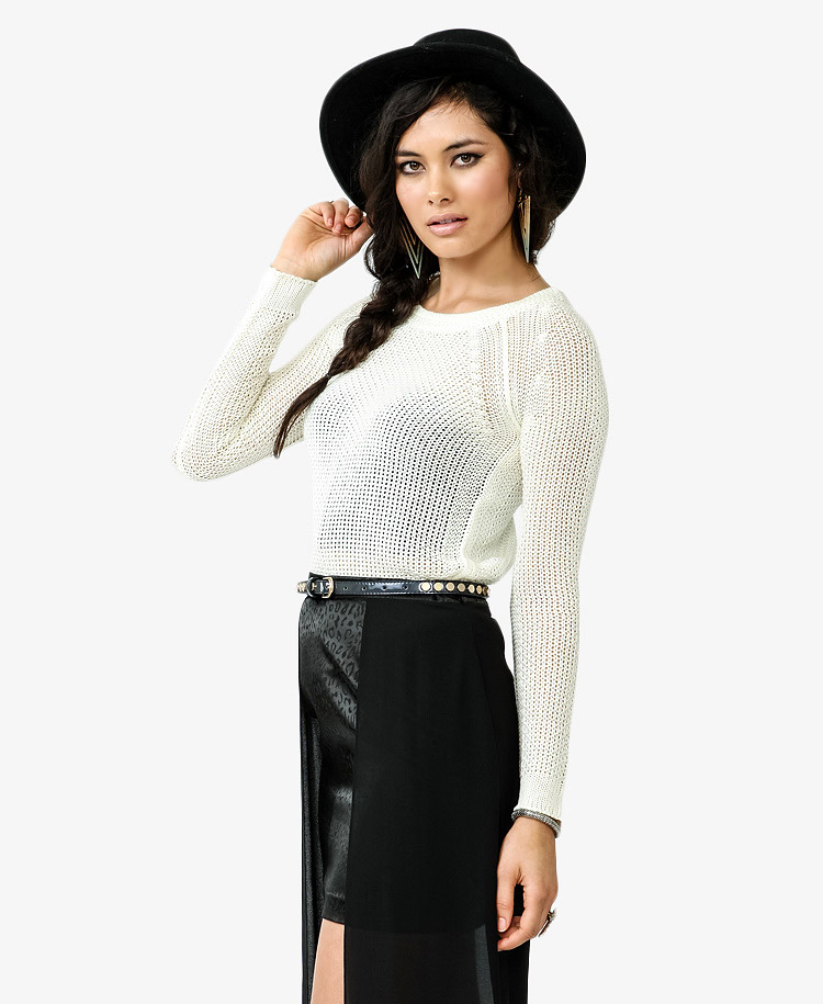 Lyst Forever 21 Open Knit Sweater In White   Forever 21 Winter White Open Knit Sweater Product 2 13010069 420025237 