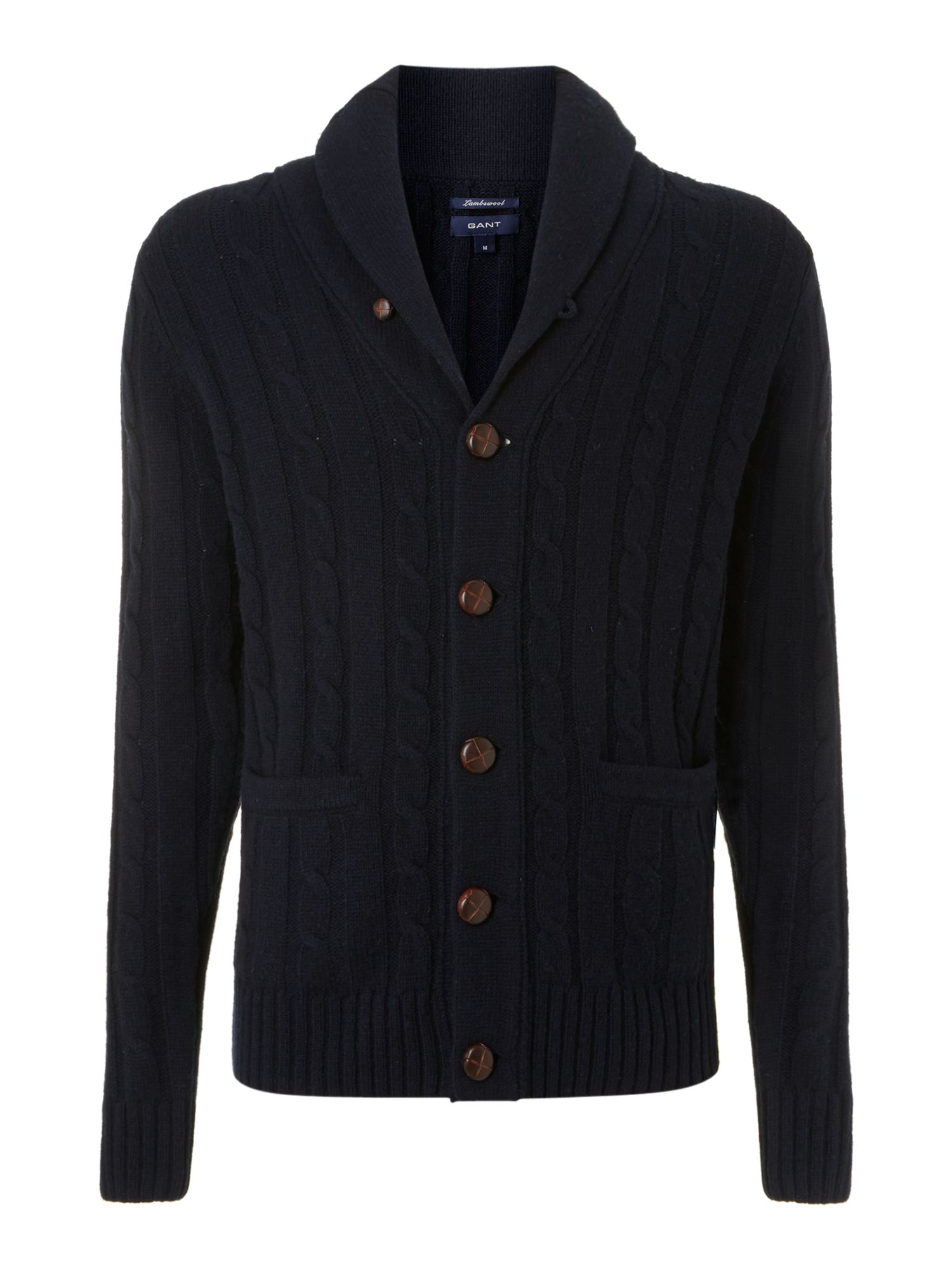 Gant Lambswool Cable Shawl Cardigan in Blue for Men (Navy) | Lyst