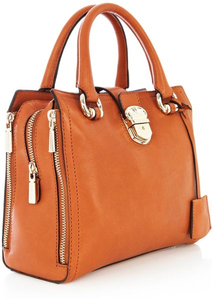 Karen Millen Tan Luxe Leather Mini Bag in Orange (Tan) | Lyst