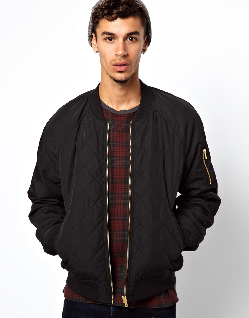 Asos Asos Bomber Jacket in Black for Men | Lyst