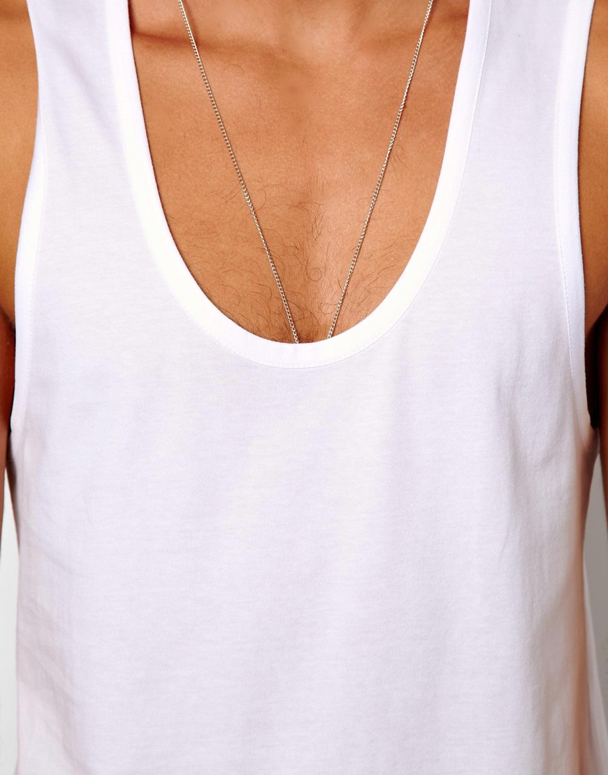 Blood brother Asos Tank with Deep Scoop Neck in White for Men Lyst