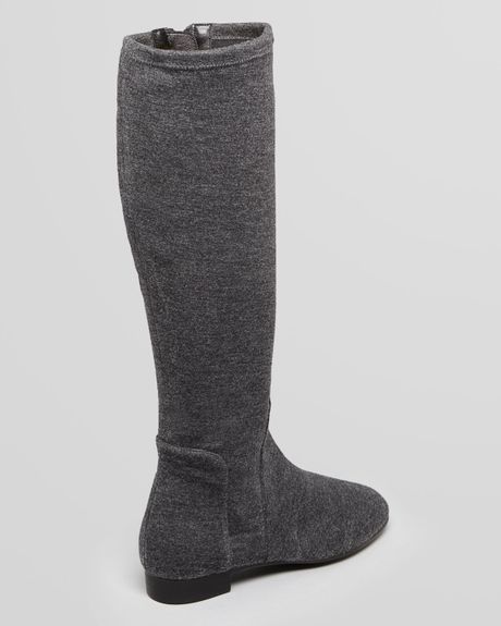 Delman Tall Flat Boots Meg Stretch Flannel in Gray (Gray Flannel) | Lyst