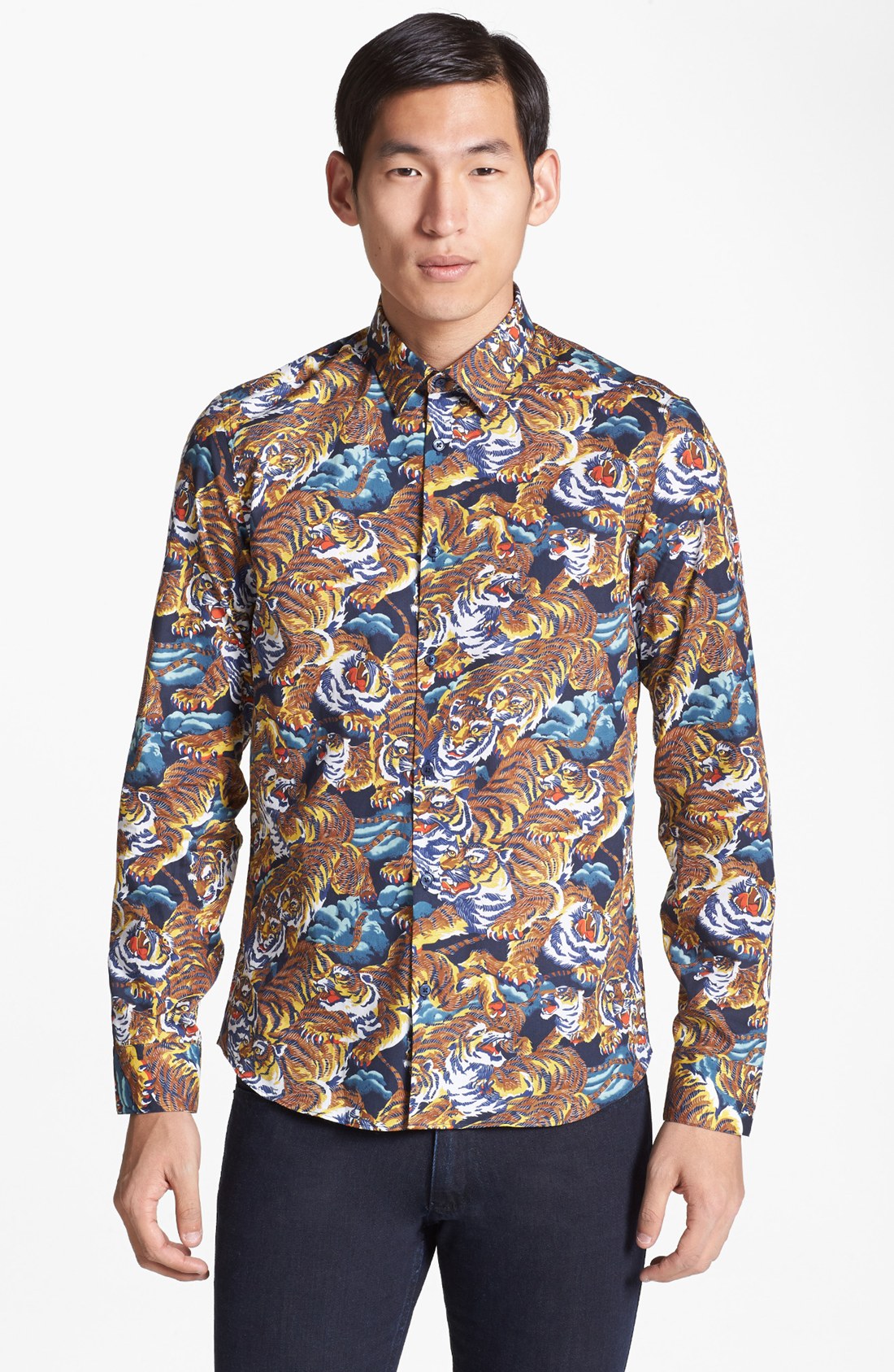 Lyst - Kenzo Tiger Print Shirt in Brown for Men