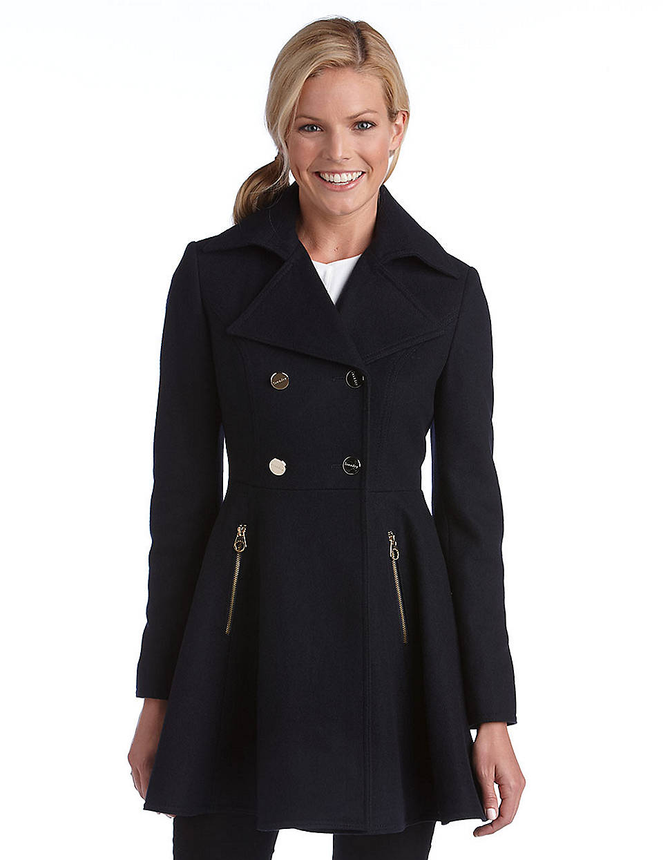 Lyst - Laundry By Shelli Segal Fit and Flare Coat in Black
