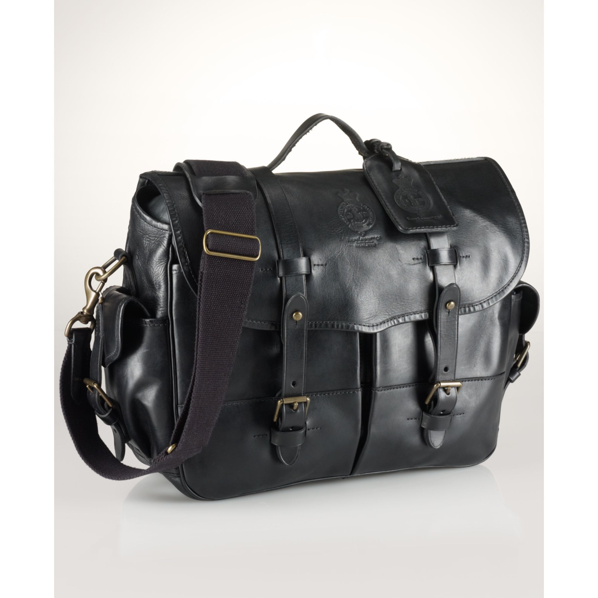 Polo Ralph Lauren Leather Messenger Bag in Black for Men | Lyst