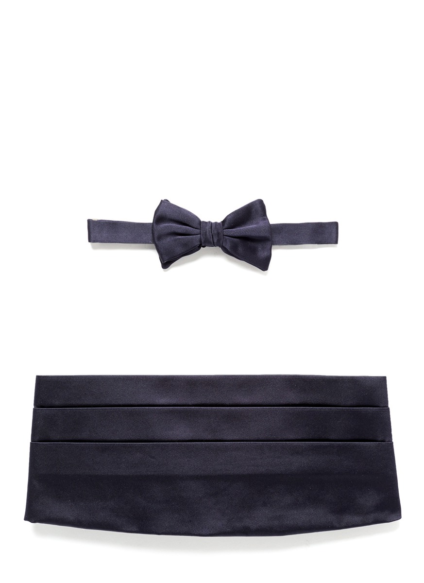 Lyst Armani Silk Bow Tie Cummerbund Set in Blue for Men