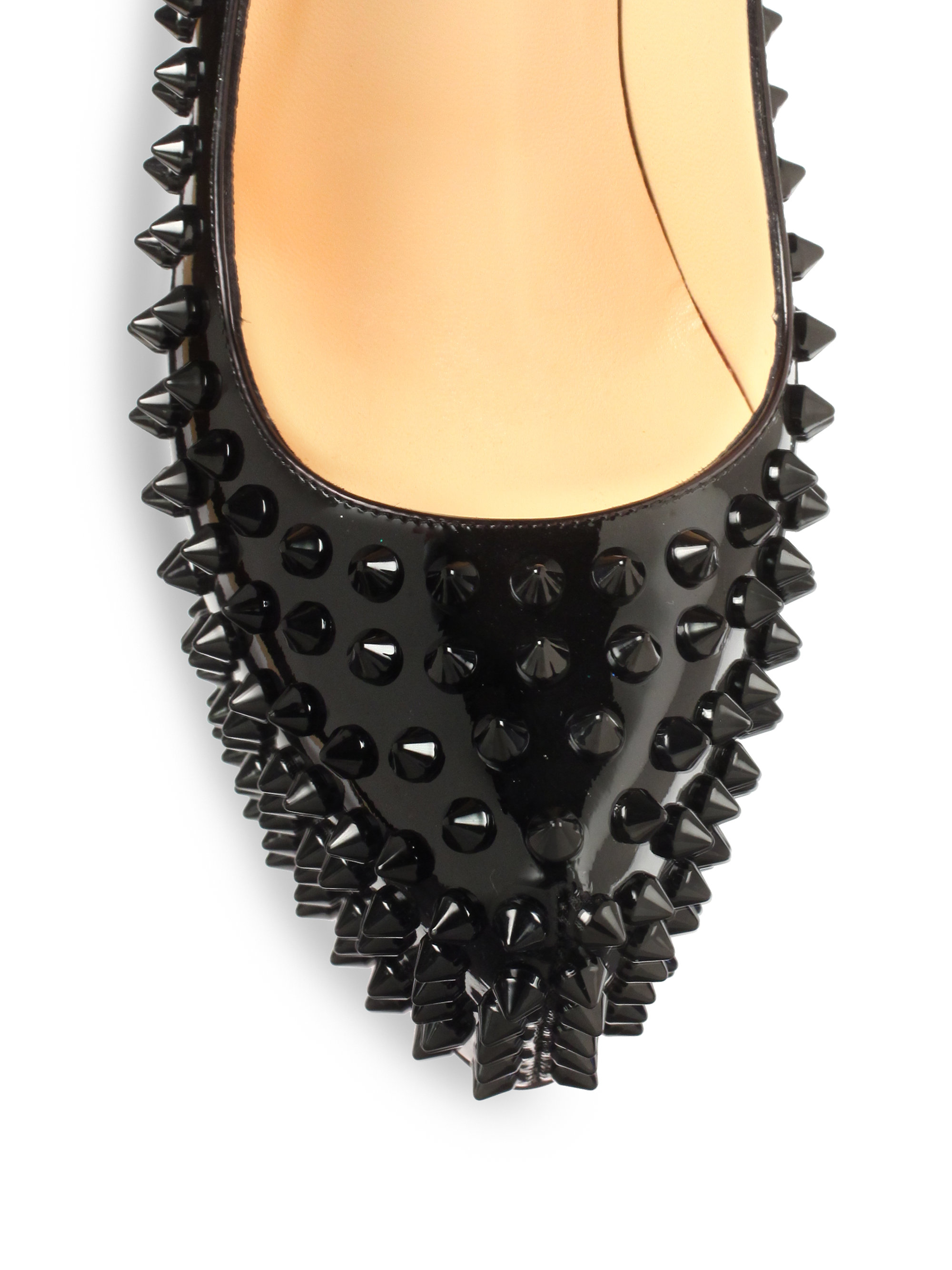 louboutin imitations - Christian louboutin Daffodile Spiked Patent Leather Pumps in Black ...