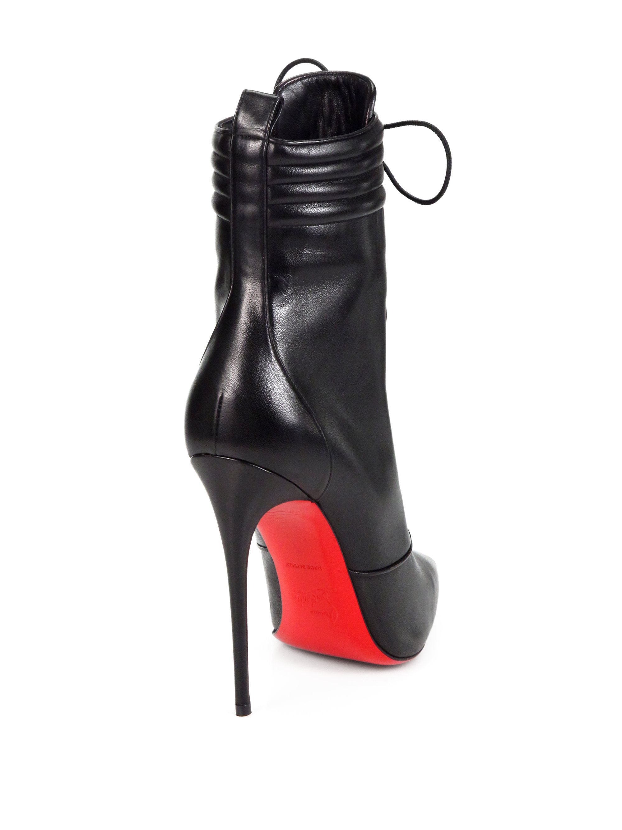 Christian louboutin Mado Leather Lace up Ankle Boots in Black | Lyst