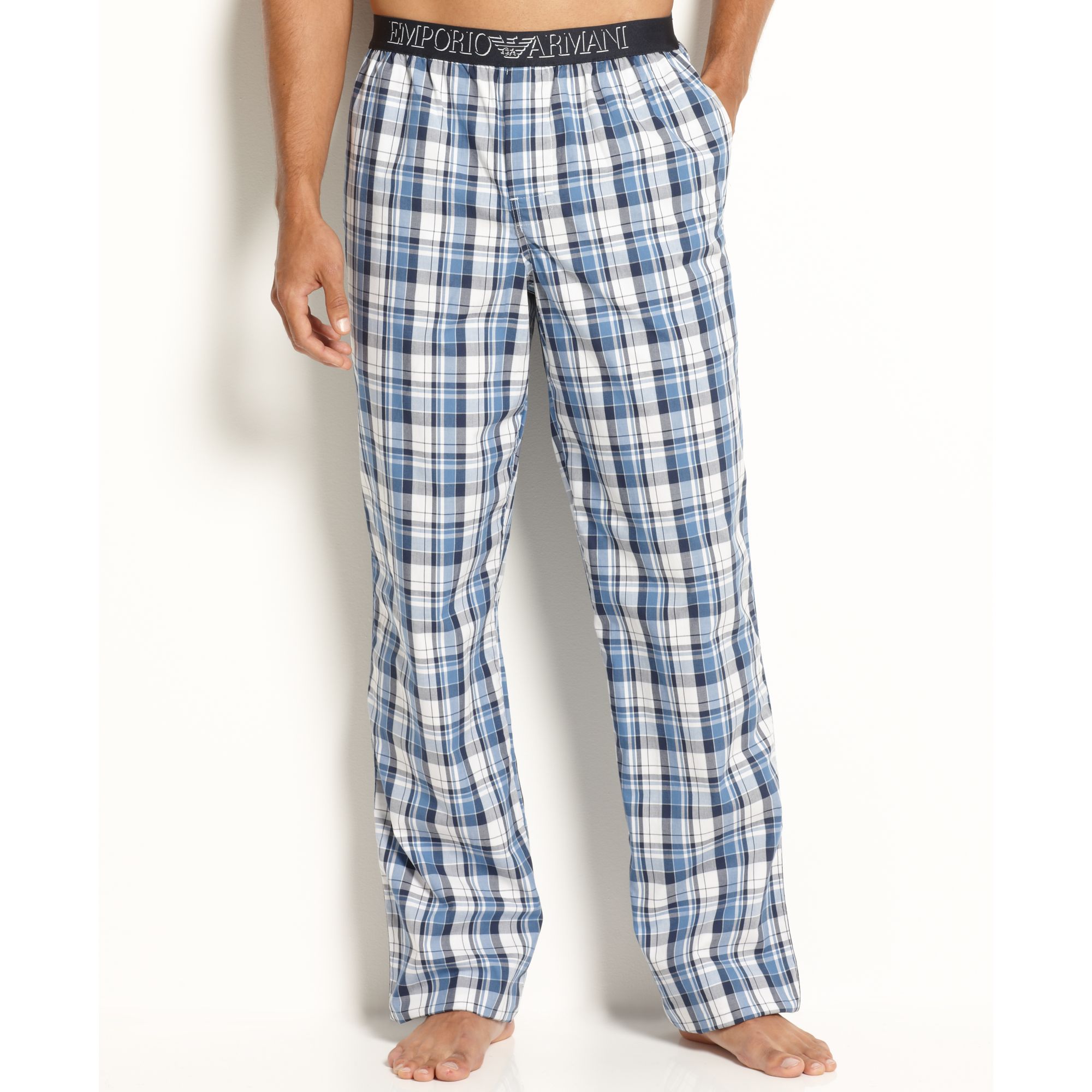 Emporio armani Woven Pajama Pants in White for Men | Lyst