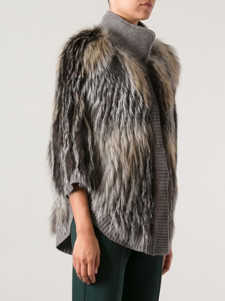 Liska Fox Fur Jacket in Multicolor (grey) | Lyst