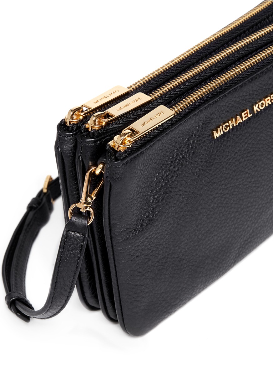 Lyst - Michael Kors Bedford Gusset Leather Cross-body Bag in Black