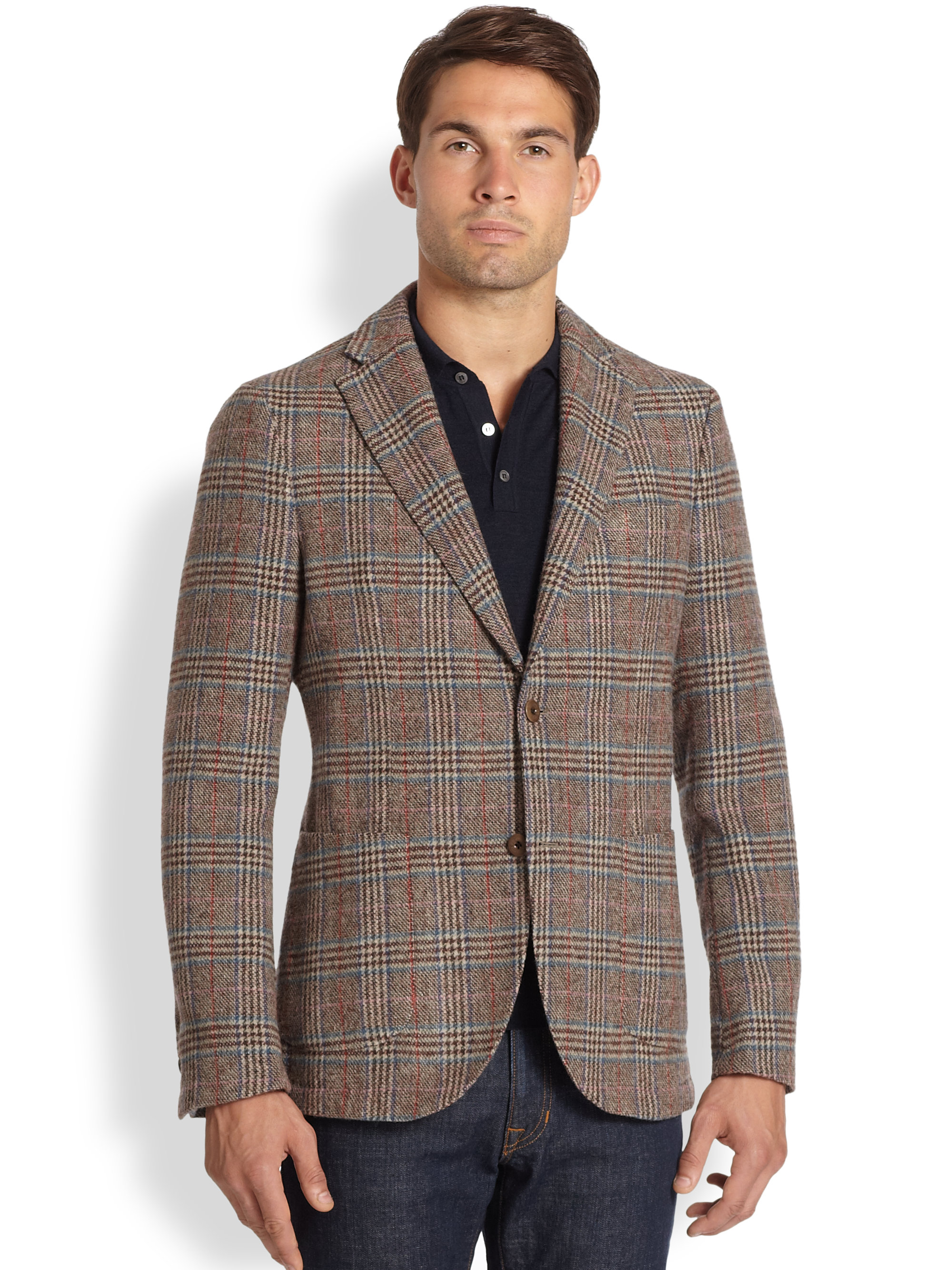 Lyst - Slowear Plaid Wool Blazer in Brown for Men