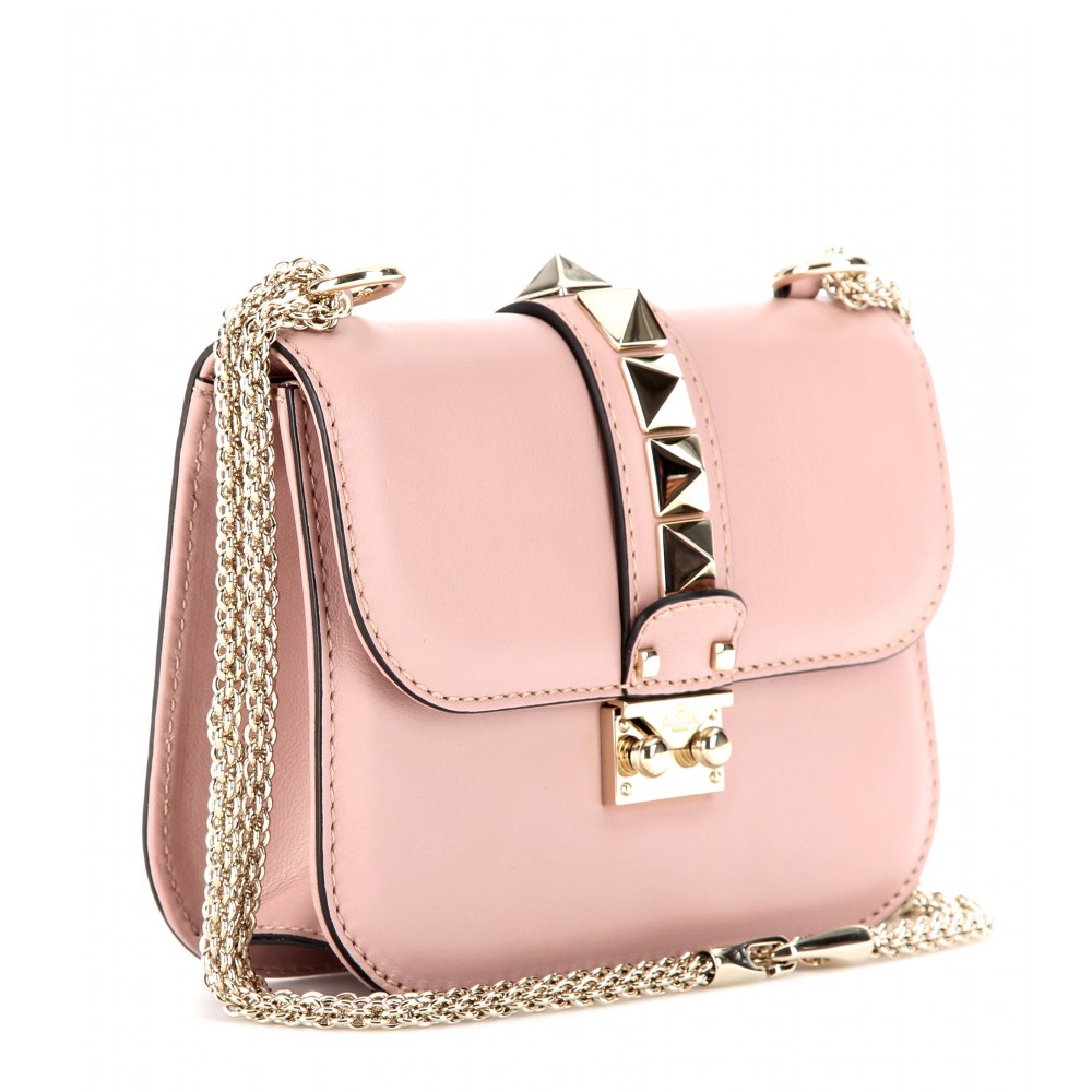 Valentino Lock Small Leather Shoulder Bag in Pink | Lyst