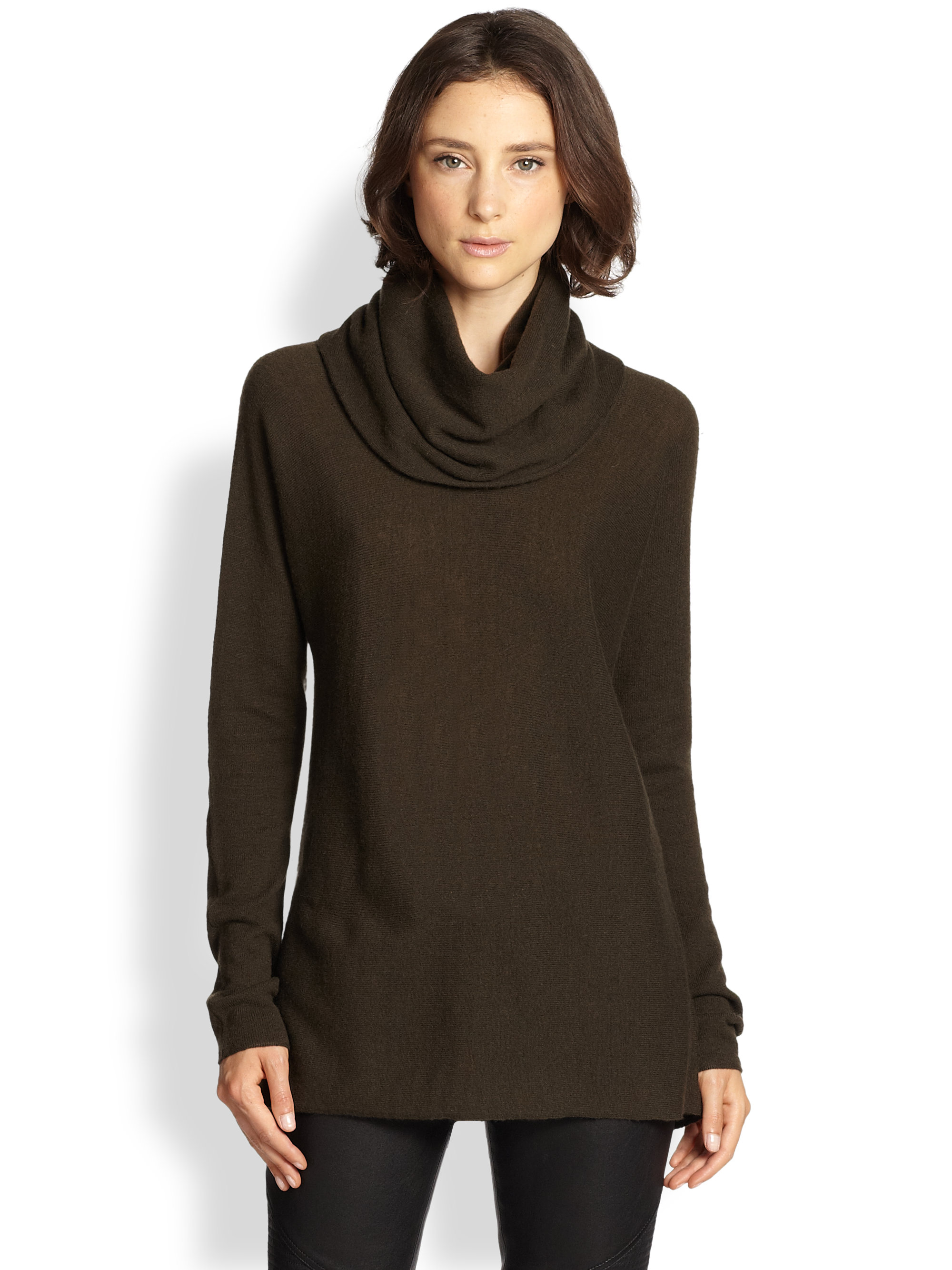 Lyst - Vince Cashmere Cowlneck Sweater in Brown