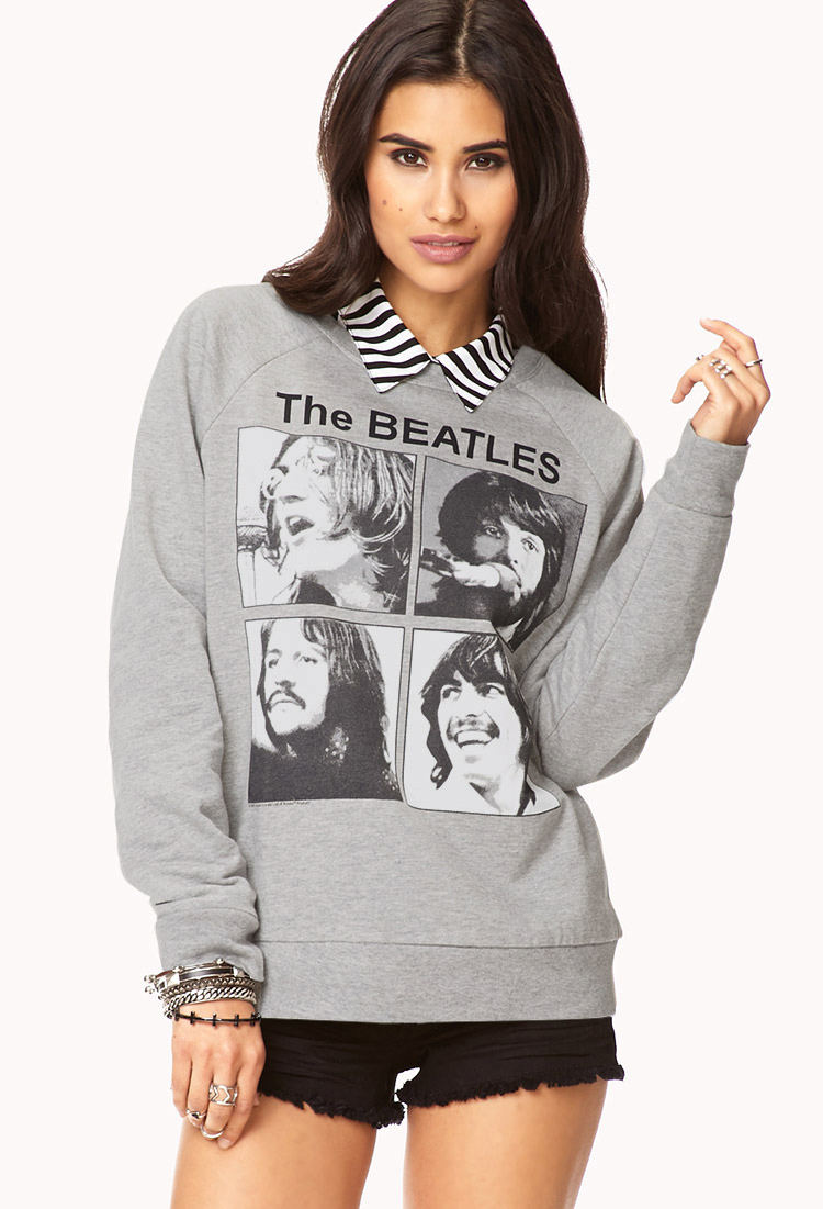 lyst forever 21 the beatle sweatshirt in gray lyst forever 21 the beatle sweatshirt in gray