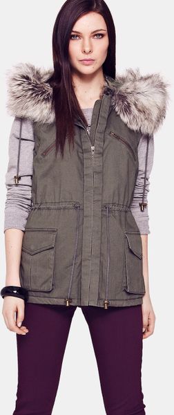 French Connection Freda Parka Gilet in Gray (khaki) | Lyst