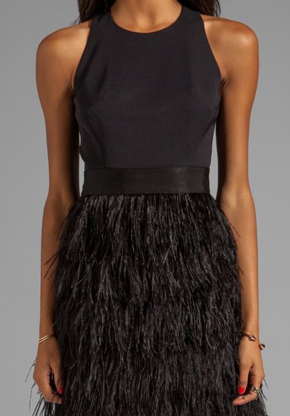 Milly Milly Cocktail Feather Dress in Black in Black | Lyst