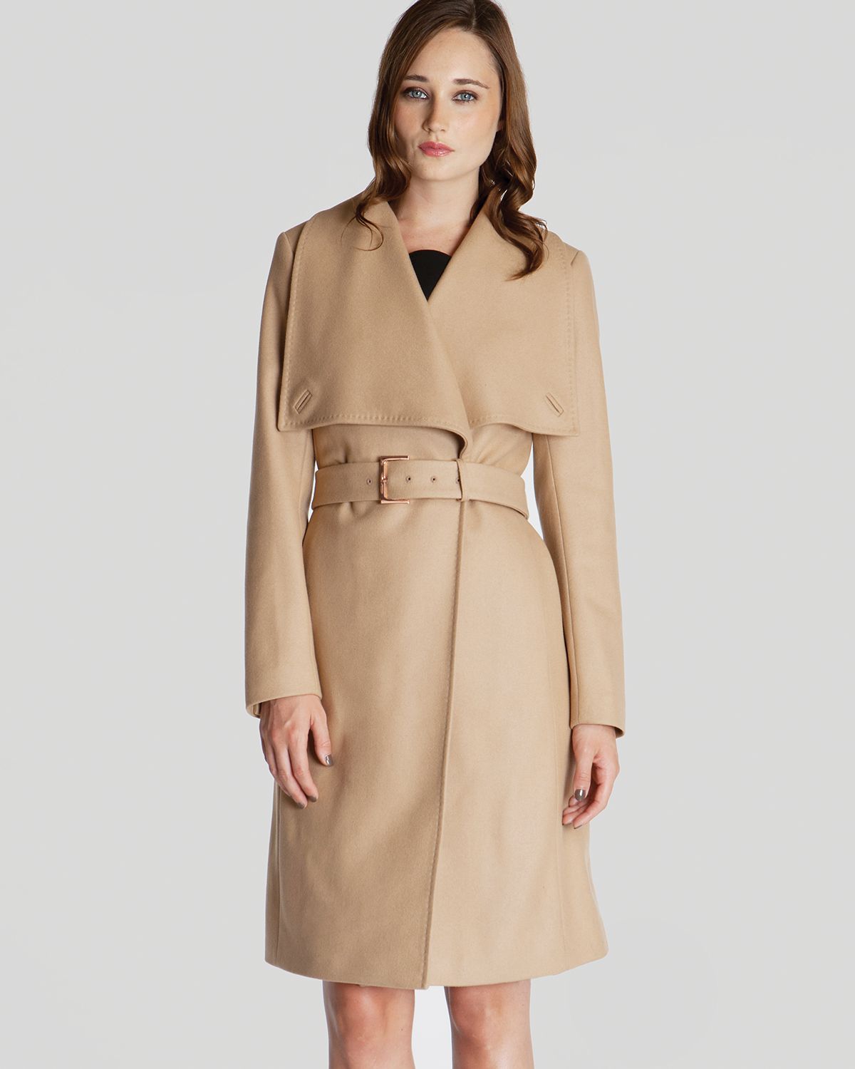 Lyst - Ted Baker Coat Madigan Draped Front in Natural