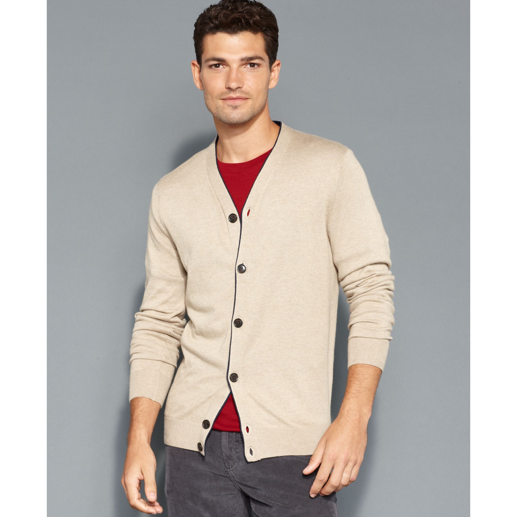 Lyst - Tommy Hilfiger American Tipped Cardigan in Natural for Men
