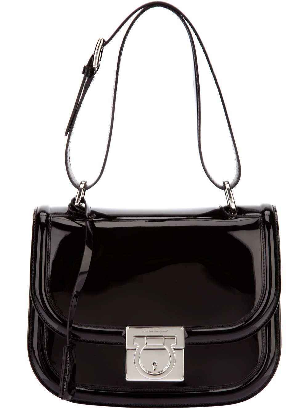 Lyst - Ferragamo Patent Shoulder Bag in Black