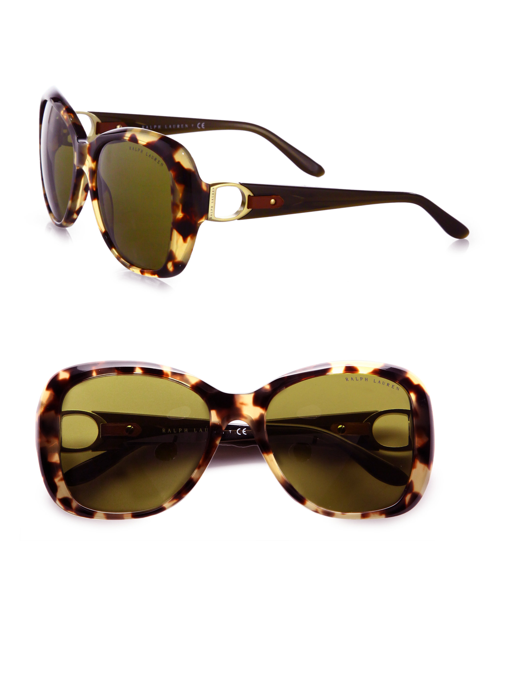 Ralph lauren Oversized Square Stirrup Hinge Sunglasses in Brown | Lyst