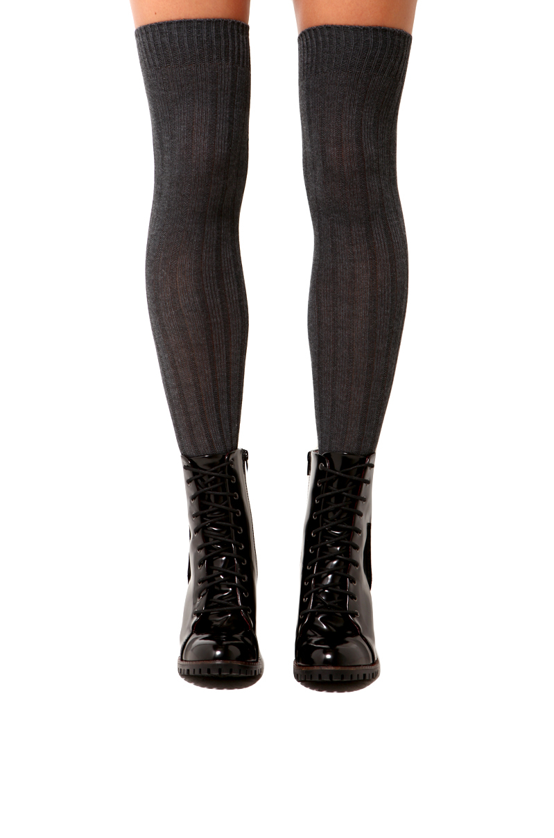 Lyst - Akira Ribbed Knee High Socks in Gray
