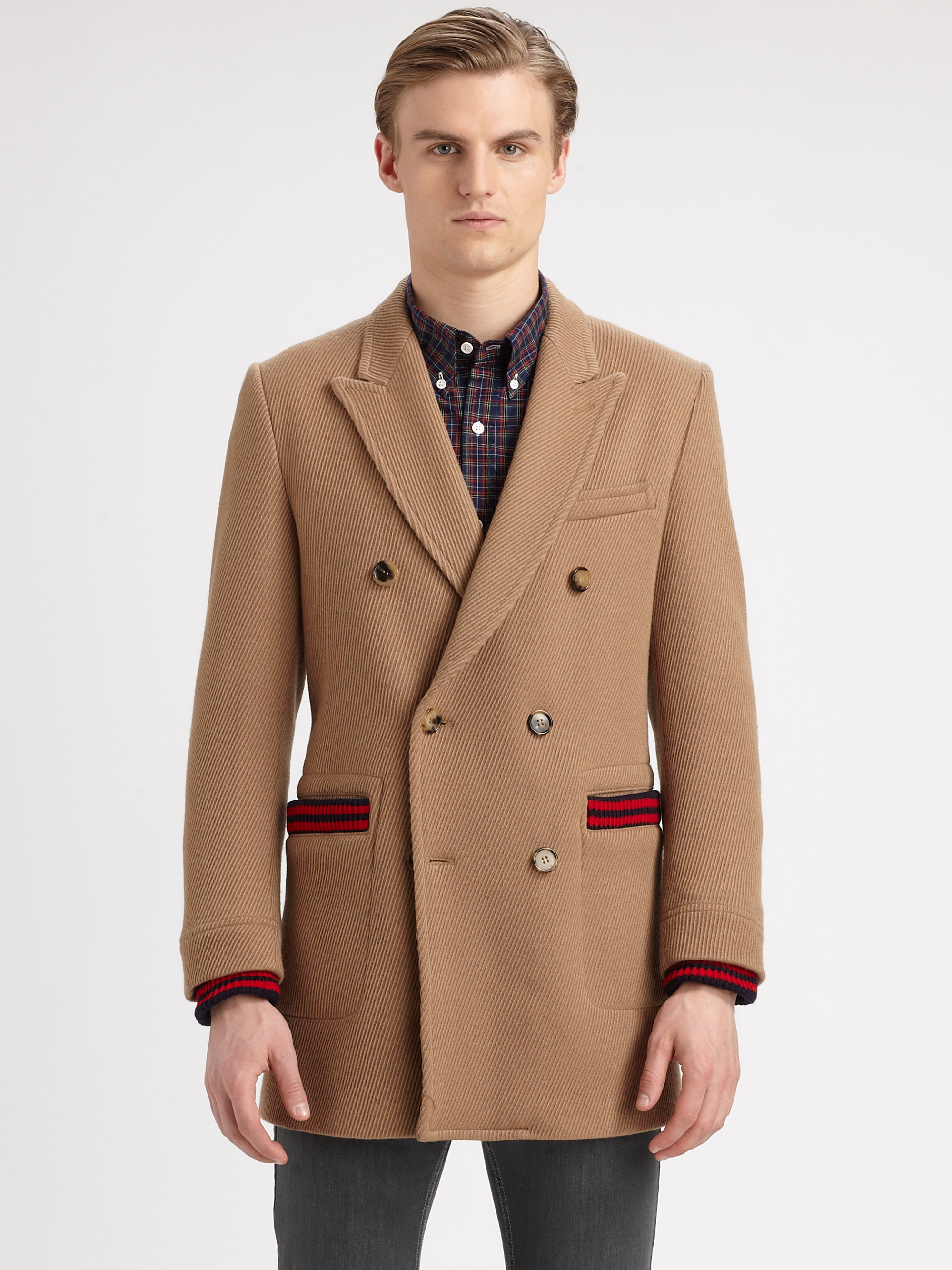 Band Of Outsiders Reefer Doublebreasted Coat in Brown for Men (KHAKI ...
