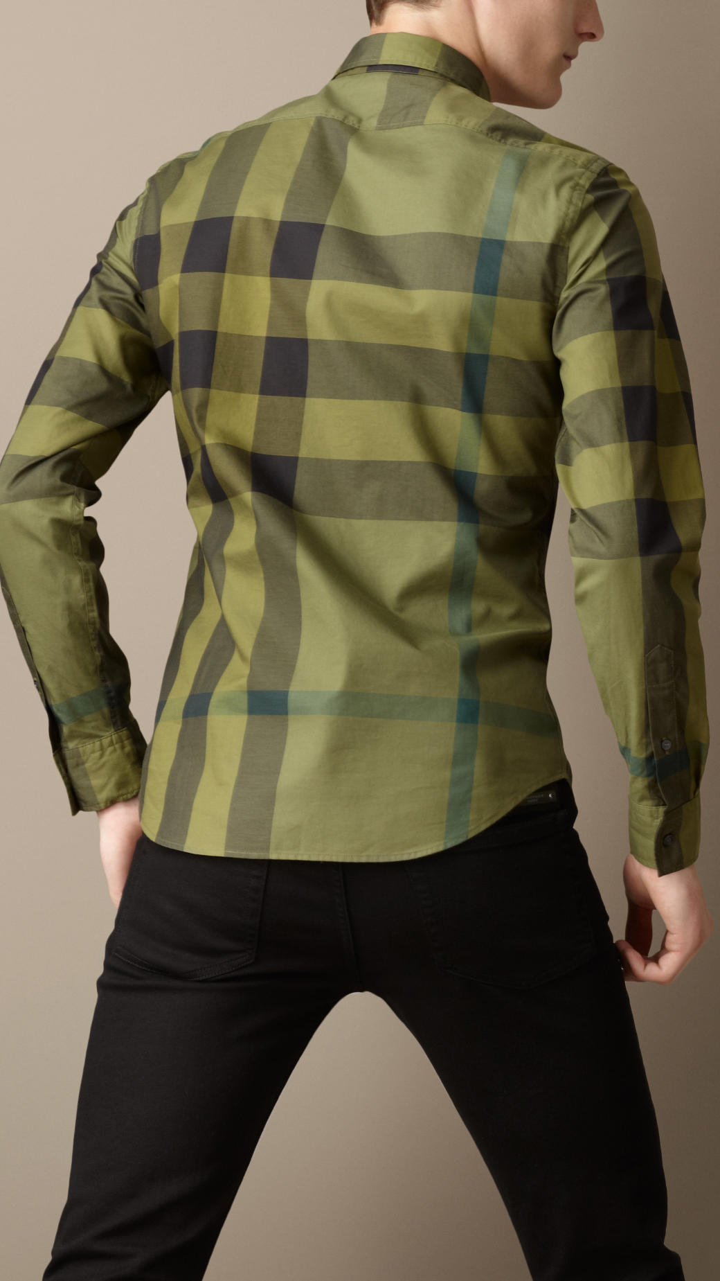 Lyst - Burberry Exploded Check Cotton Shirt in Green for Men