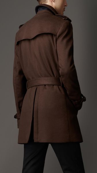 Burberry Midlength Wool Cashmere Trench Coat in Brown for Men (dark ...