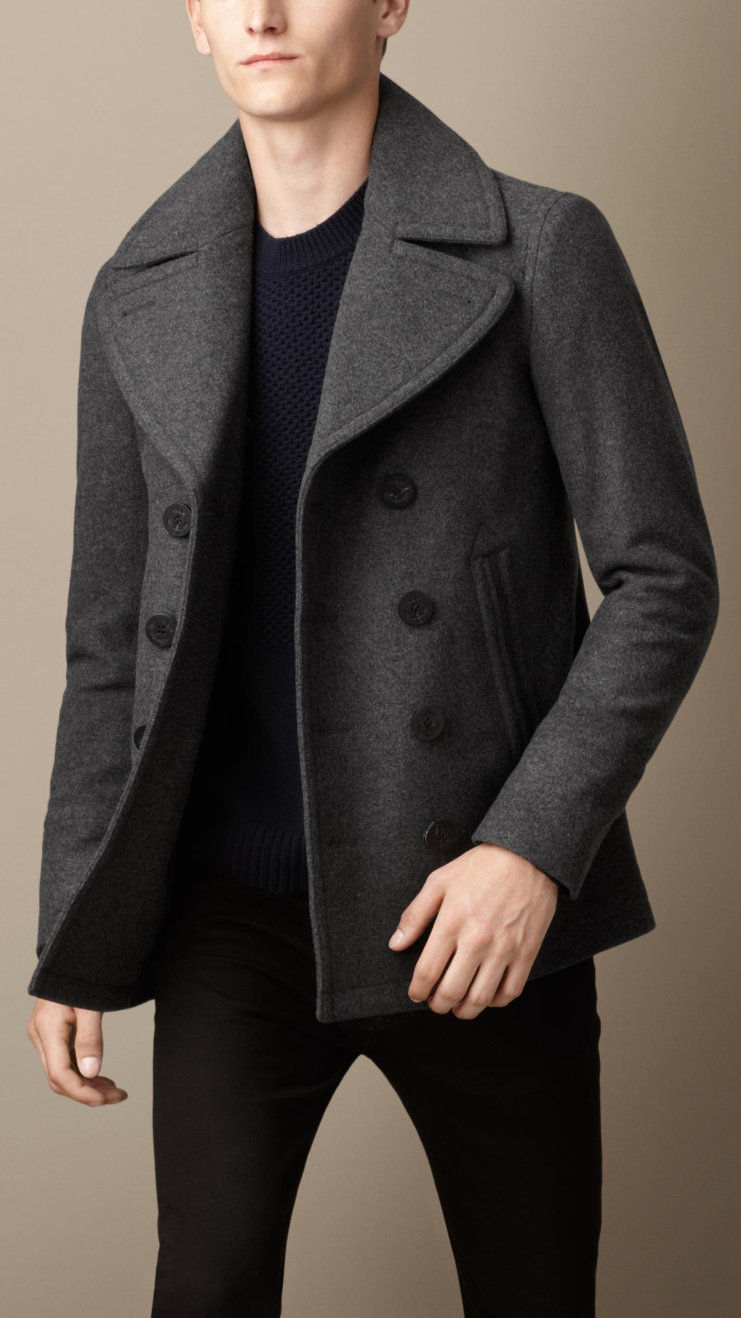 Mens Grey Pea Coats 31