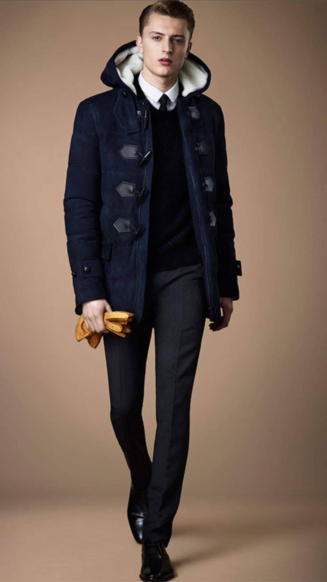 Burberry Downfilled Suede Duffle Coat in Blue for Men | Lyst