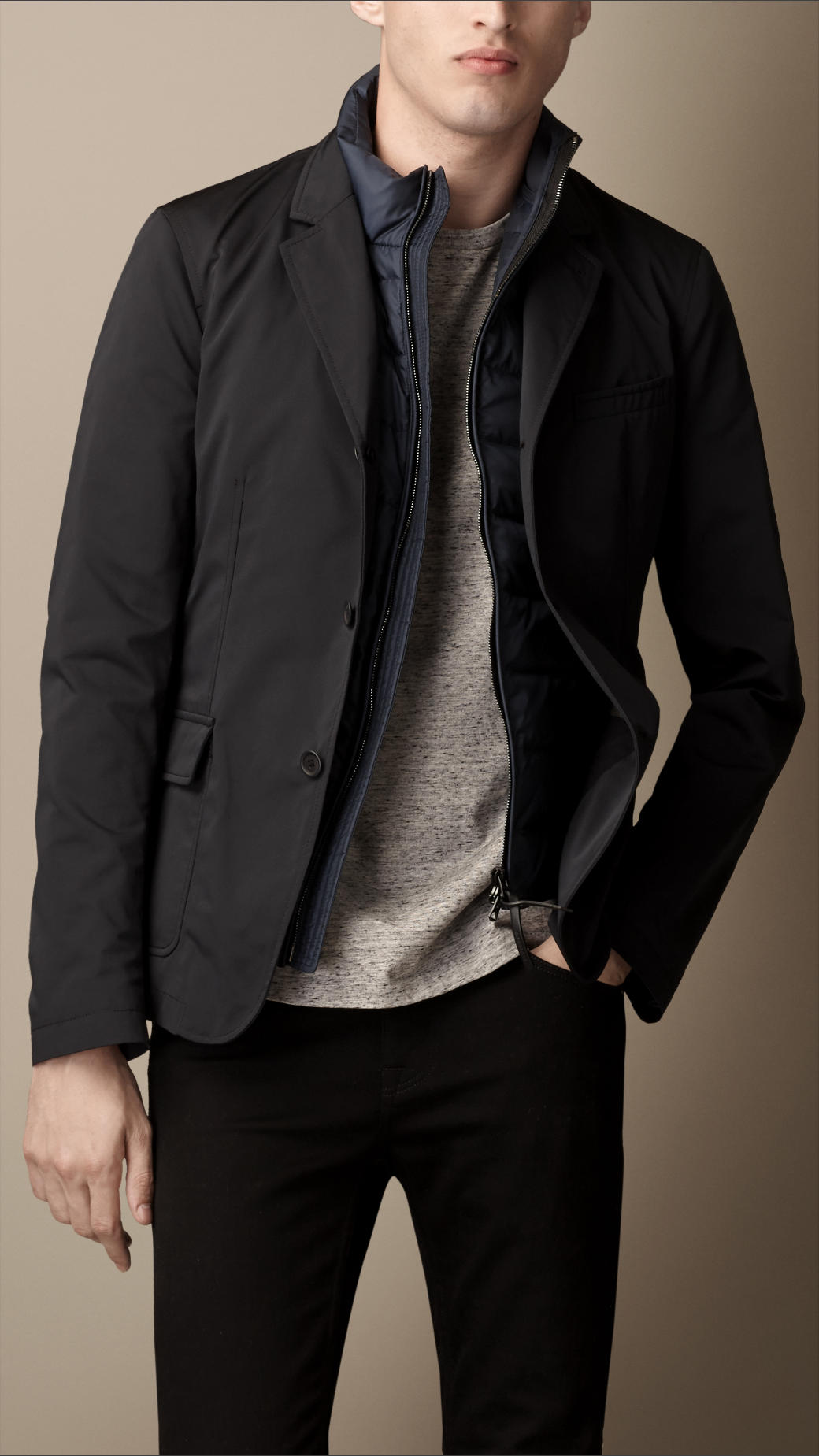 Burberry Blazer With Removable Gilet in Blue for Men | Lyst