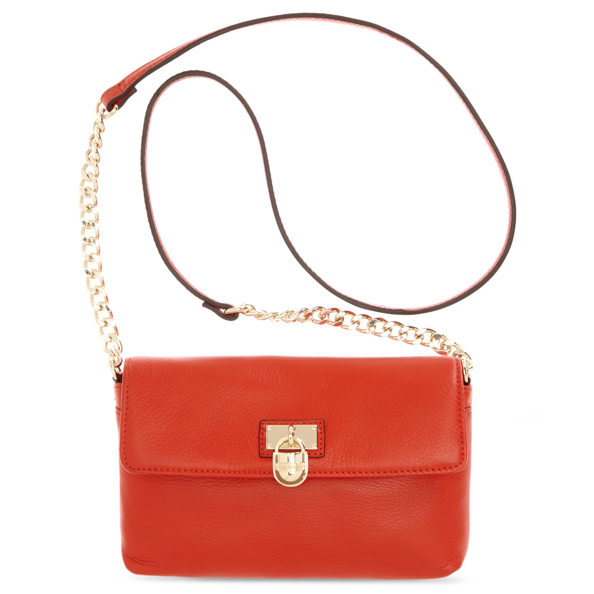 Calvin Klein Modena Leather Crossbody in Orange (coral) | Lyst