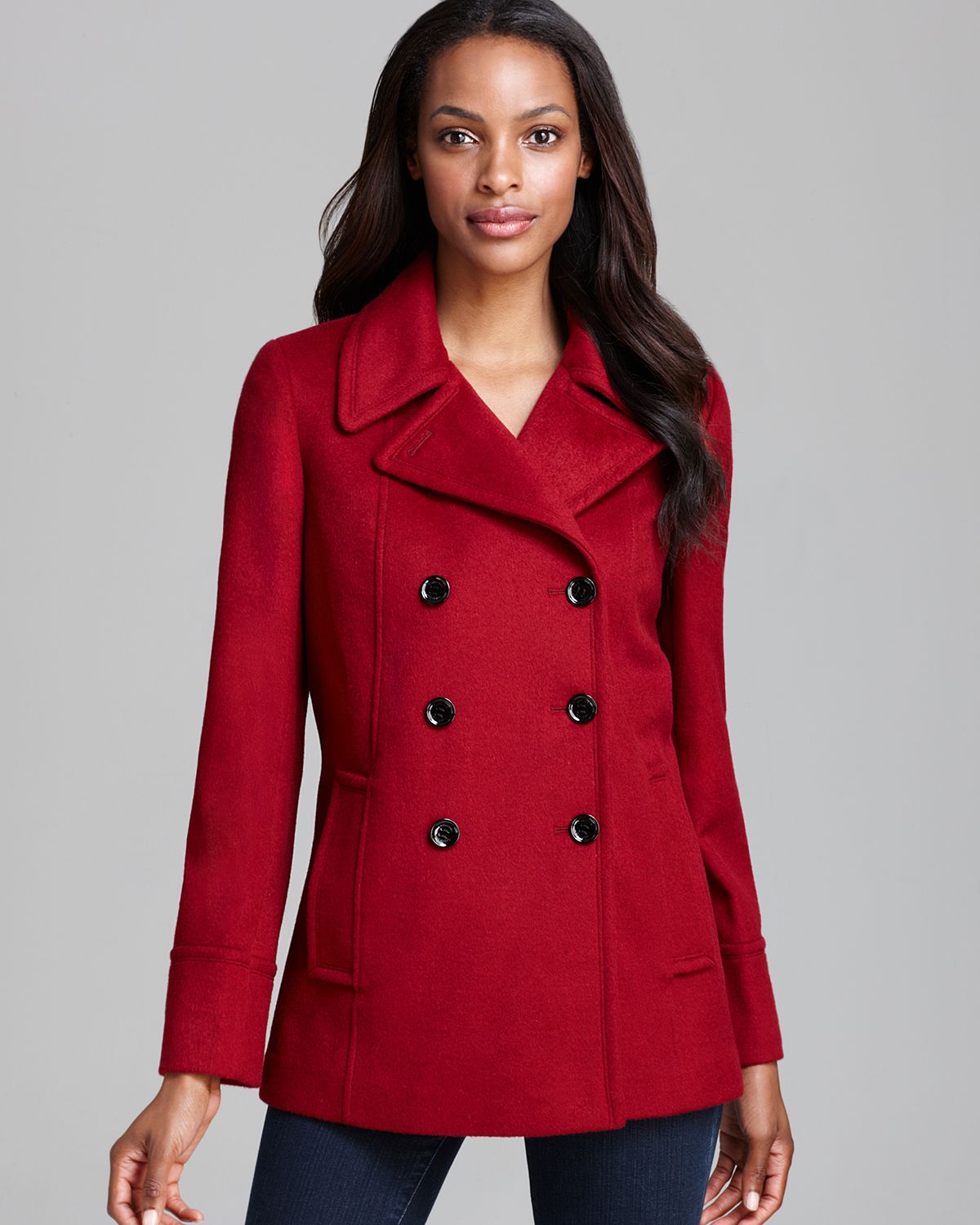 Calvin Klein Coat - Button Down Side Pockets in Red | Lyst
