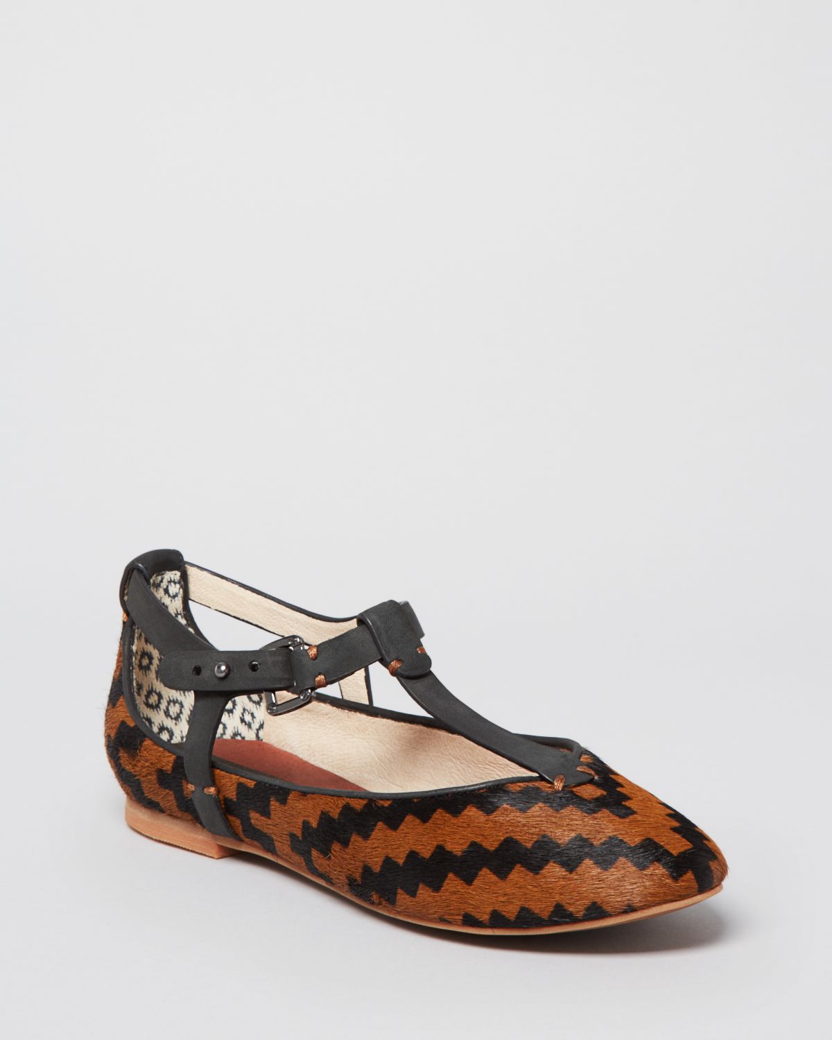 Lyst - Matt Bernson T Strap Flats Wren Tribal Print in Brown