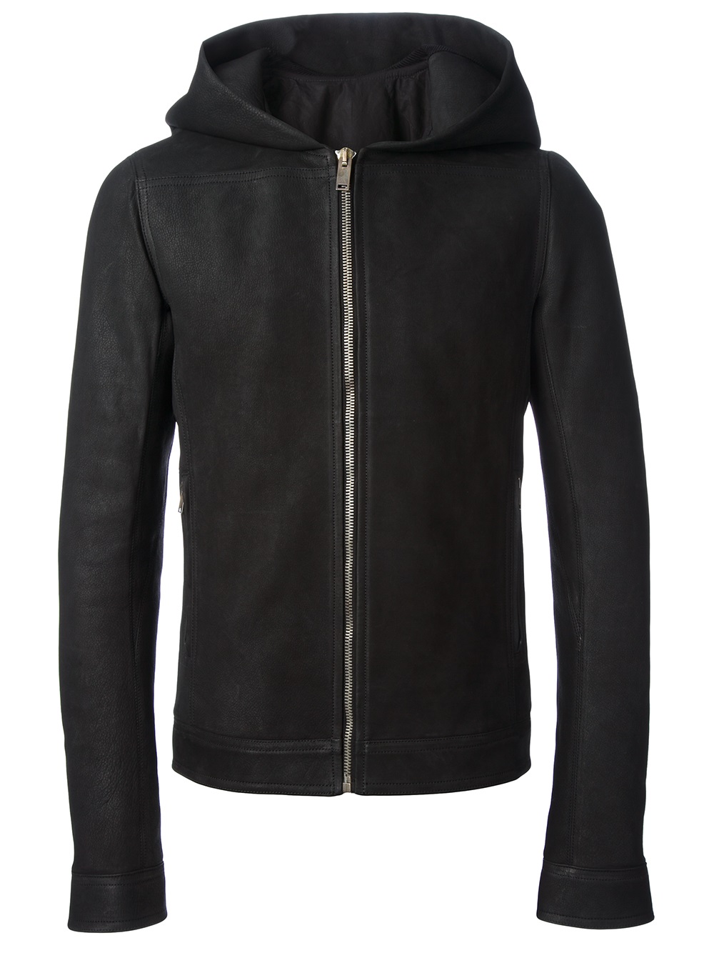 Rick Owens Hooded Biker Leather Jacket In Black For Men Lyst Gallery