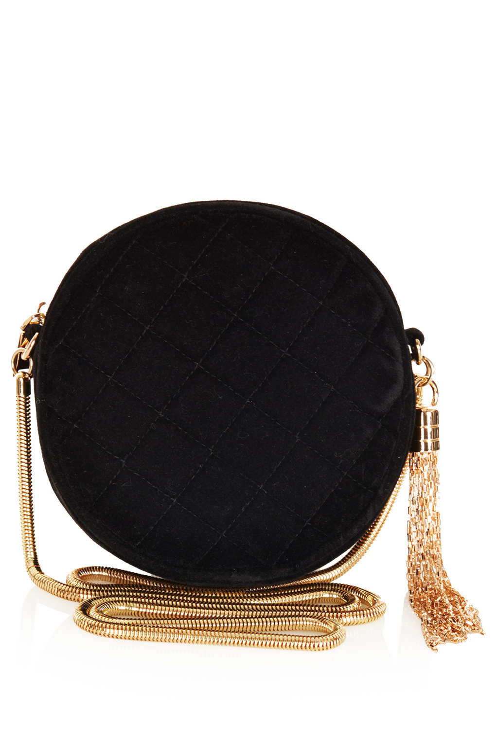Lyst Top Round Velvet Crossbody Bag In Black Gallery