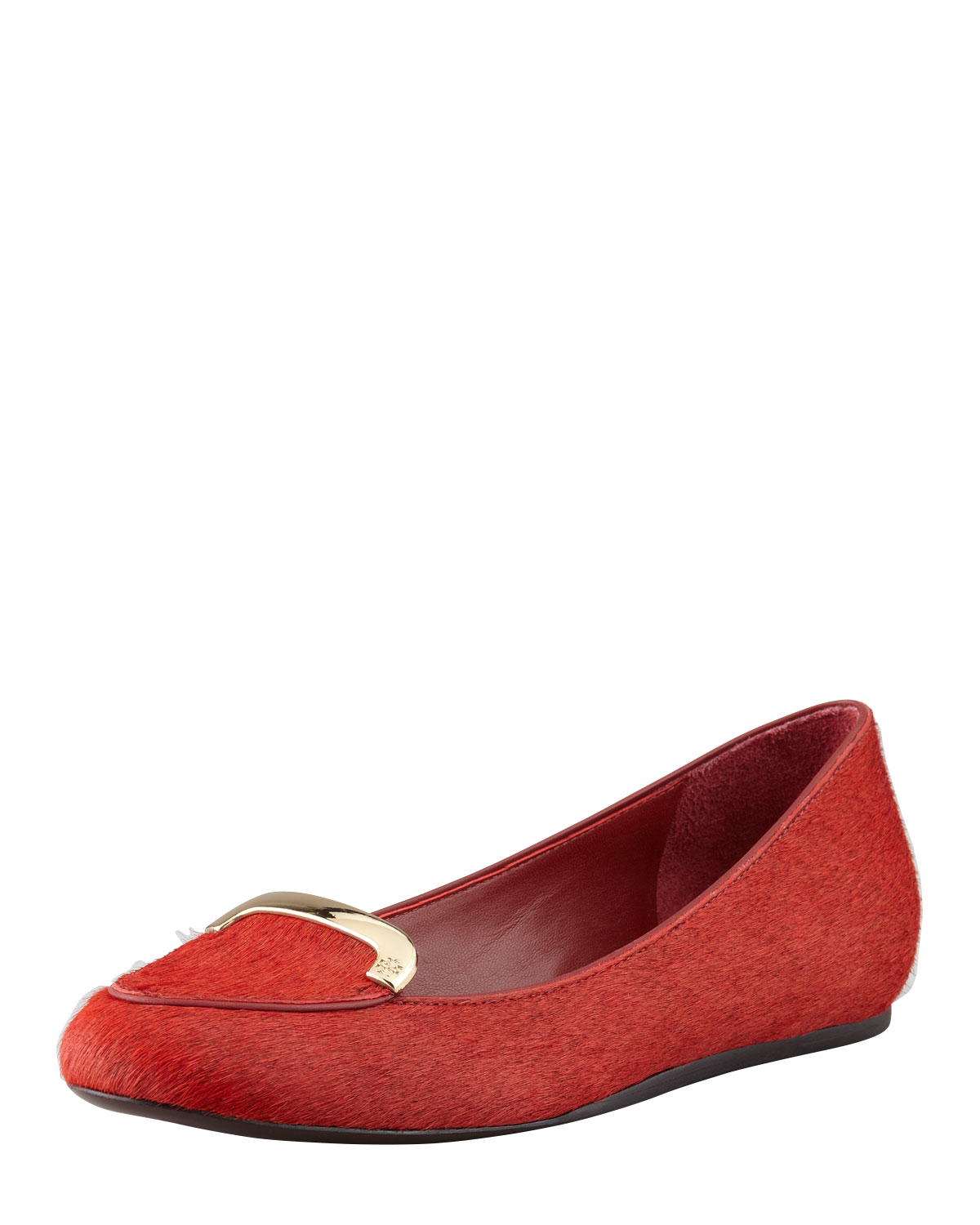 Lyst - Tory Burch Jess Calf Hair Smoking Slipper Brick in Red