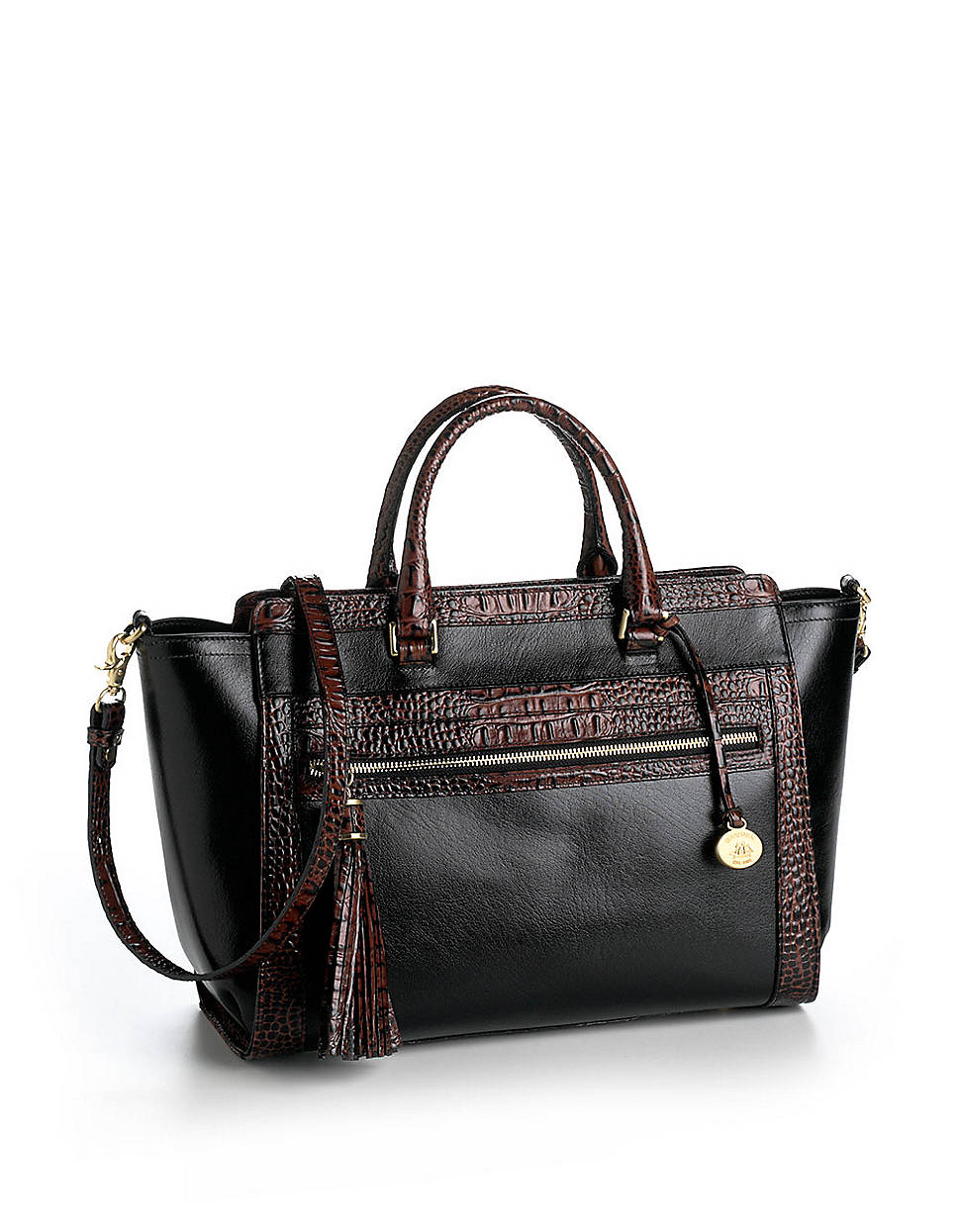 Brahmin Anna Leather Satchel Bag in Black | Lyst