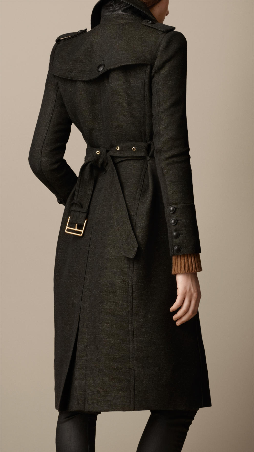 Lyst - Burberry Long Wool Twill Trench Coat in Green