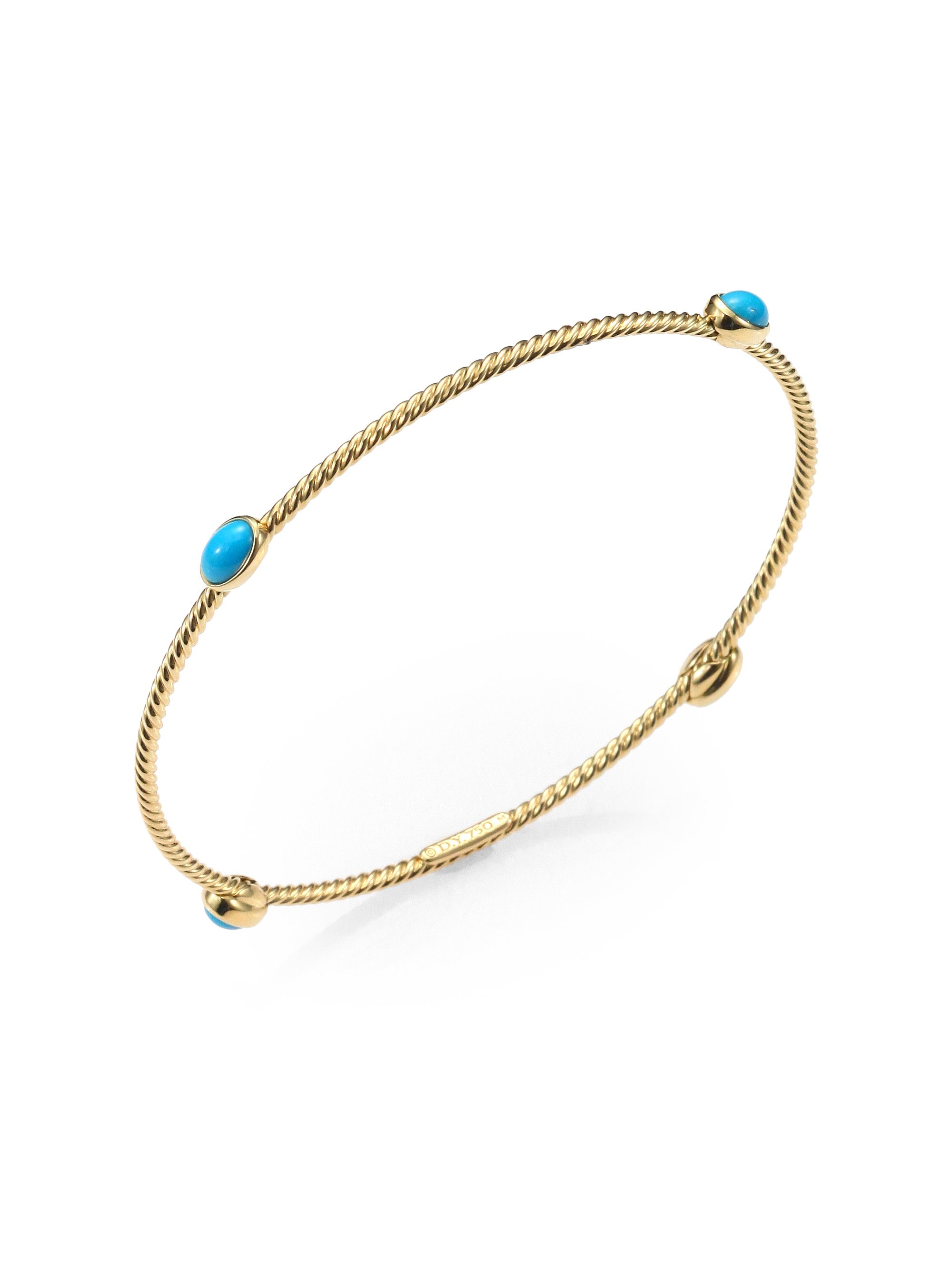 David Yurman Turquoise 18k Gold Bangle Bracelet in Gold (GOLD-BLUE) | Lyst