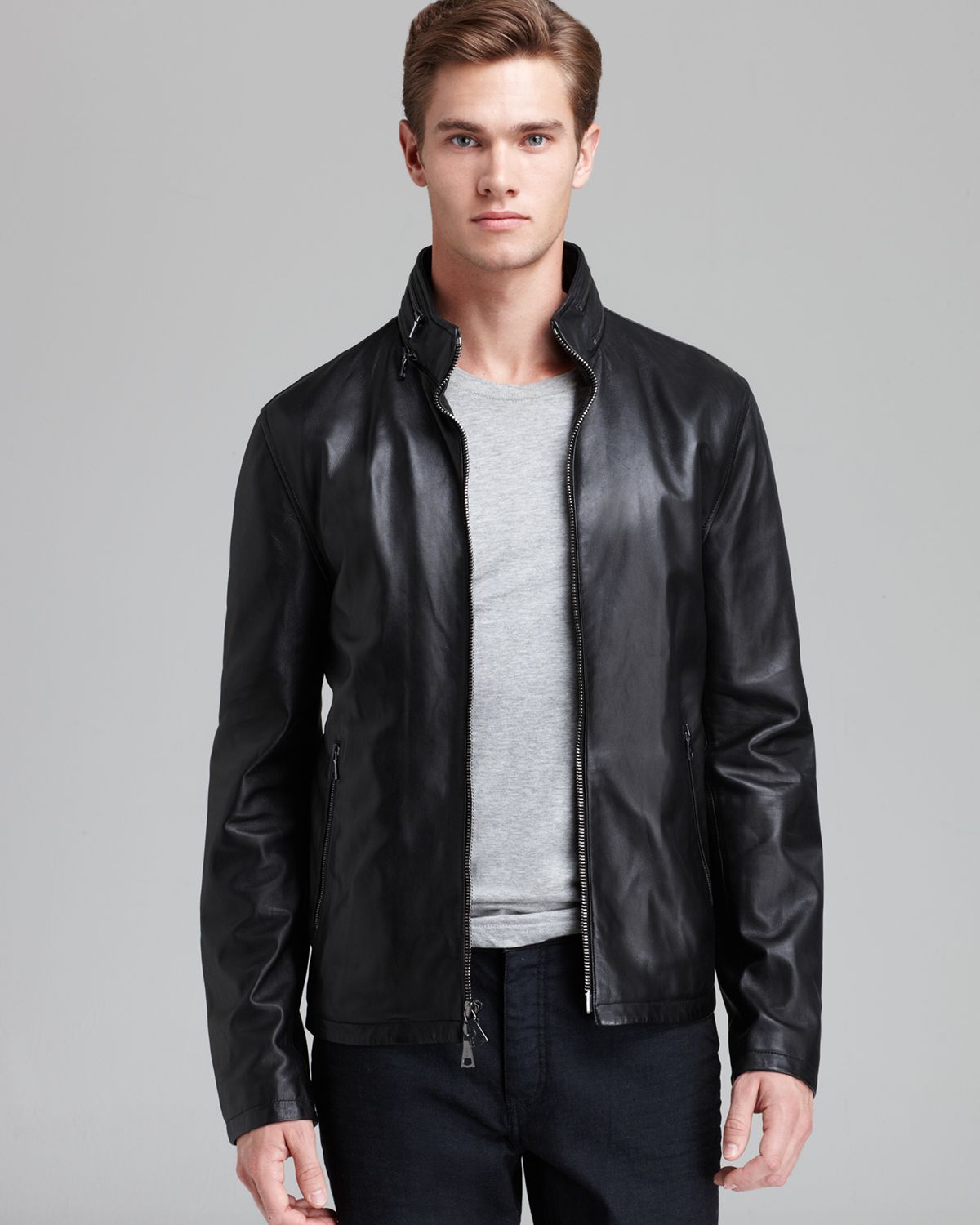 Lyst - John Varvatos Collection Slim Leather Jacket in Black for Men